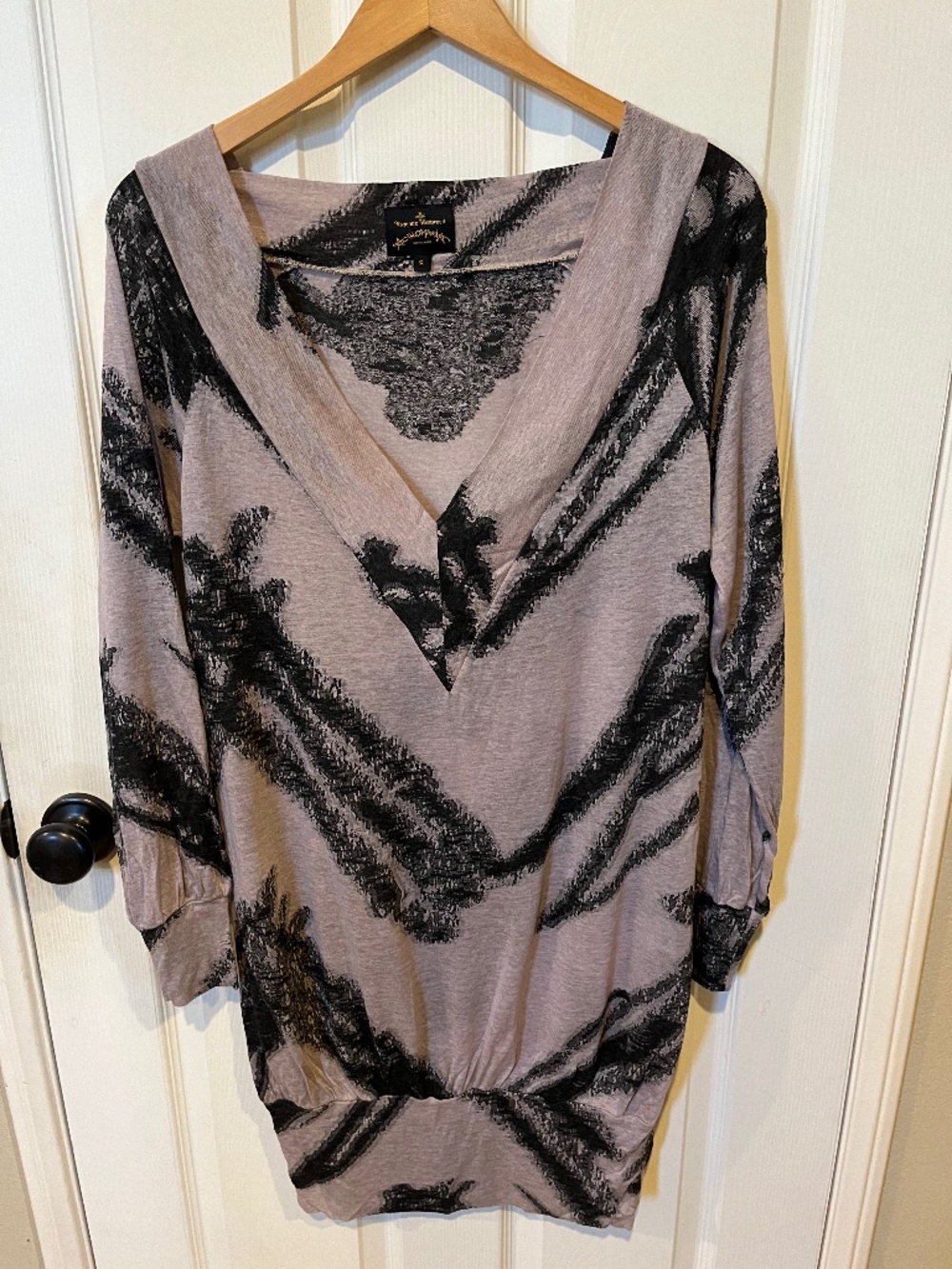 Vintage Vivienne Westwood Anglomania Italy Abstract Knit Draped Tunic Dress - S